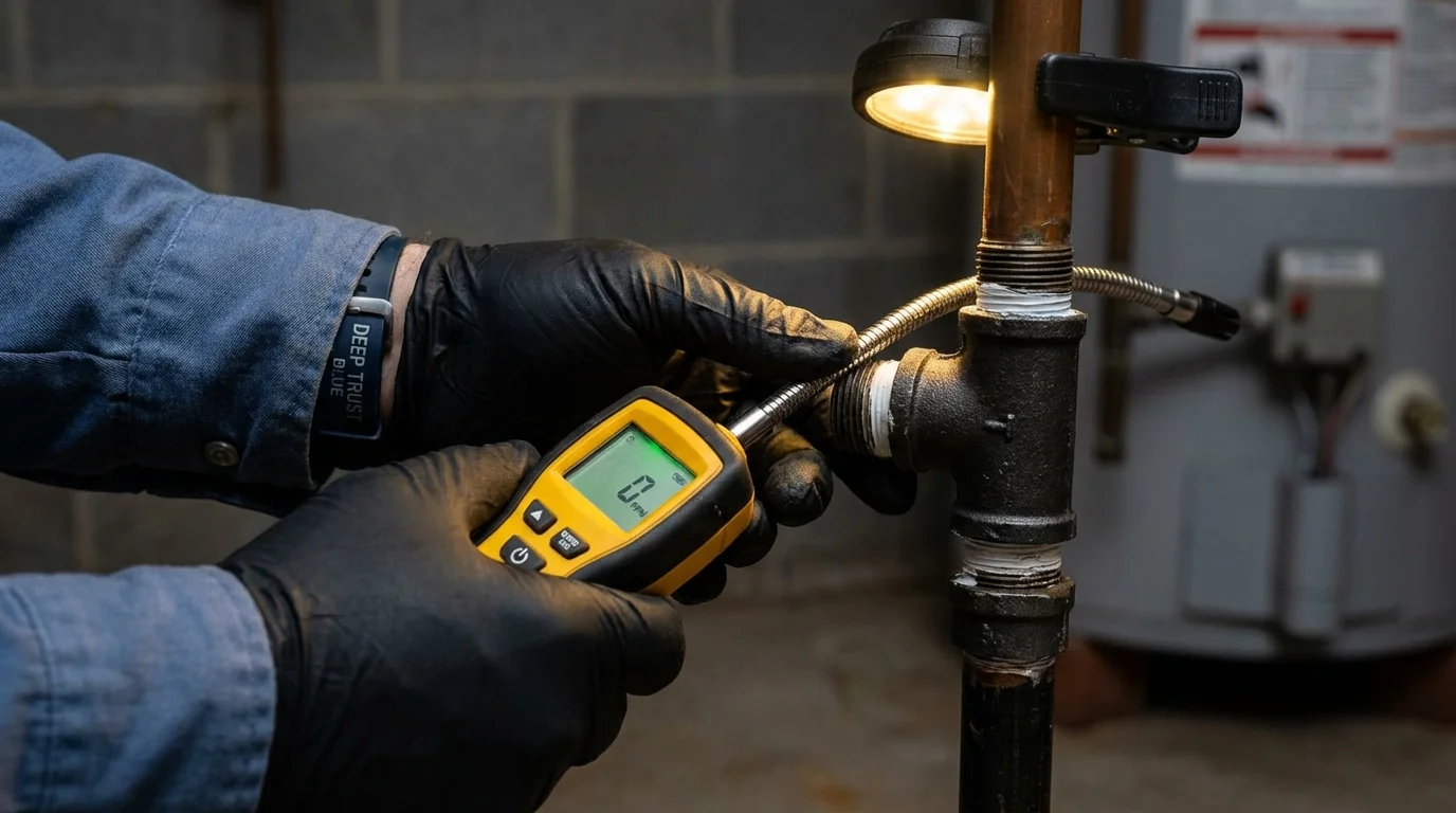 Gas leak detection with electronic sniffer by Johns Plumbing LLC in Lake Worth